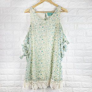 Judith March Floral Cold Shoulder Trapeze Dress